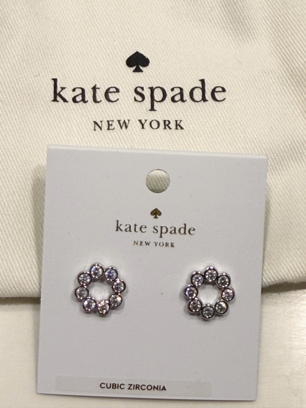 NWT Kate Spade Full Circle Cubic Zirconia Silver Stud Earrings
